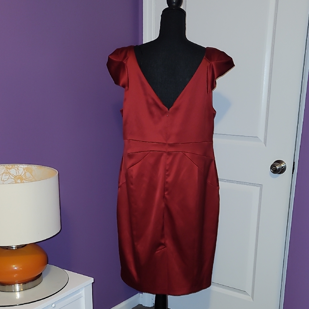 Dress Barn Deep Red Satin Dress - Picture 4 of 6